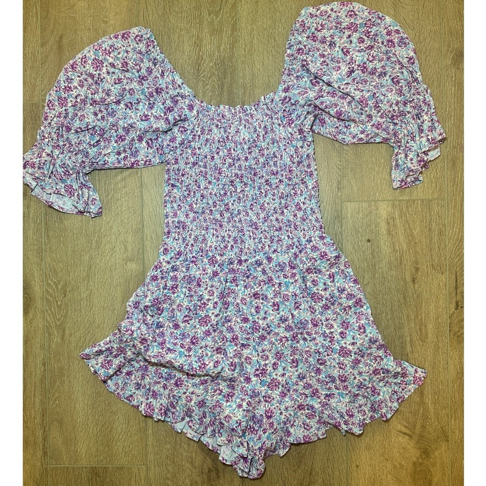 New Anthropologie Winston White Floral Ruffle Romper Size‎ M Feminine NWOT